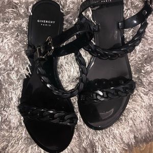 Givenchy black rubber jelly flat sandals